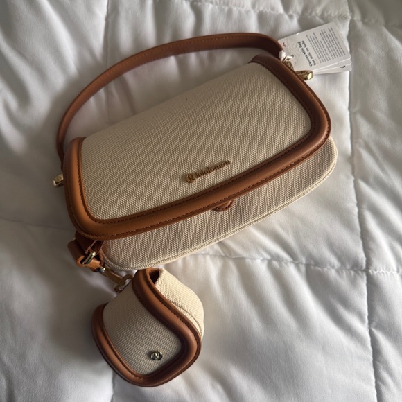 🆕🤎 Lululemon Canvas Mini Bag - Natural Chestnut Brown - Picture 1 of 9